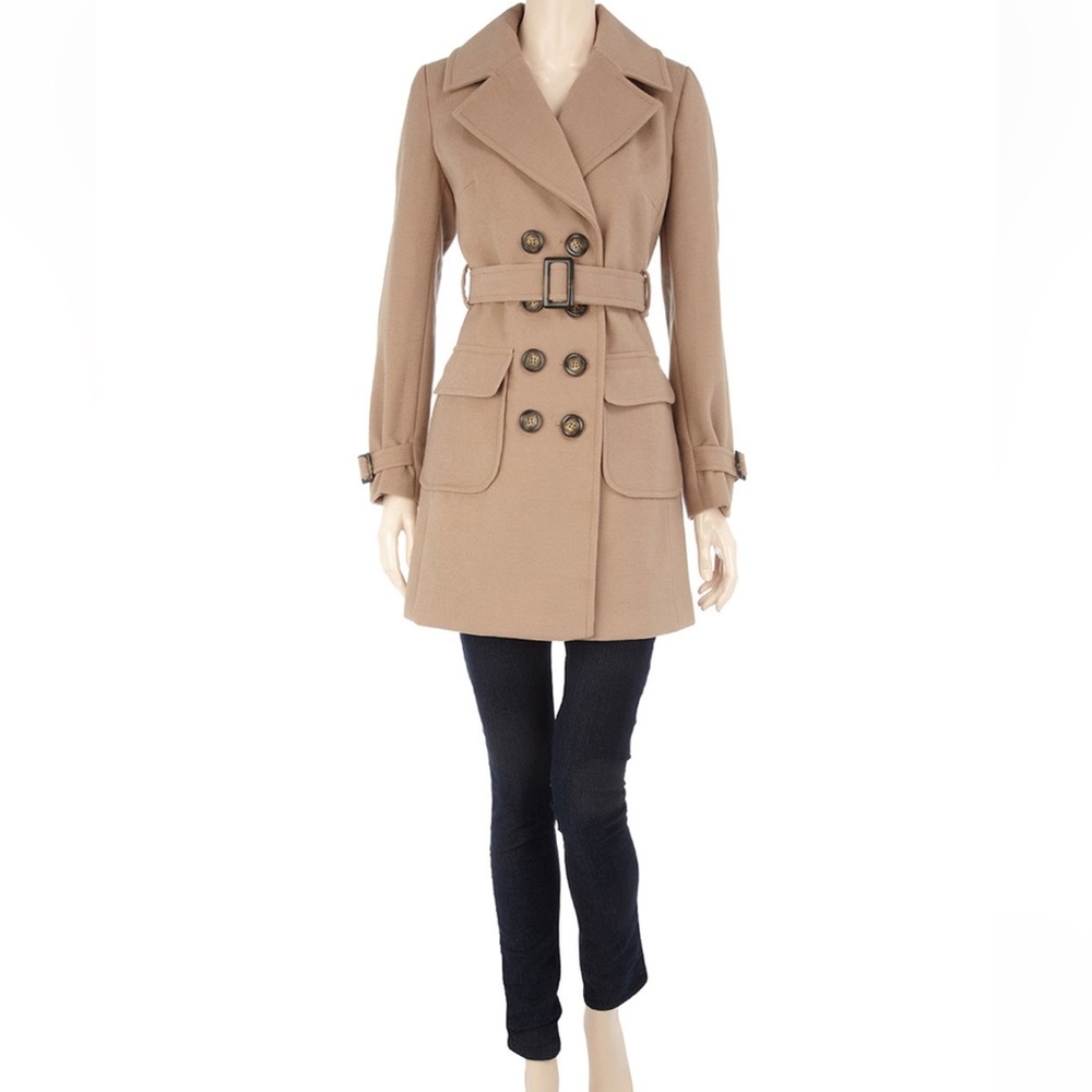 Dorothy Perkins UK10 US6 Carmel Classic Belted Trench Melton fabric
